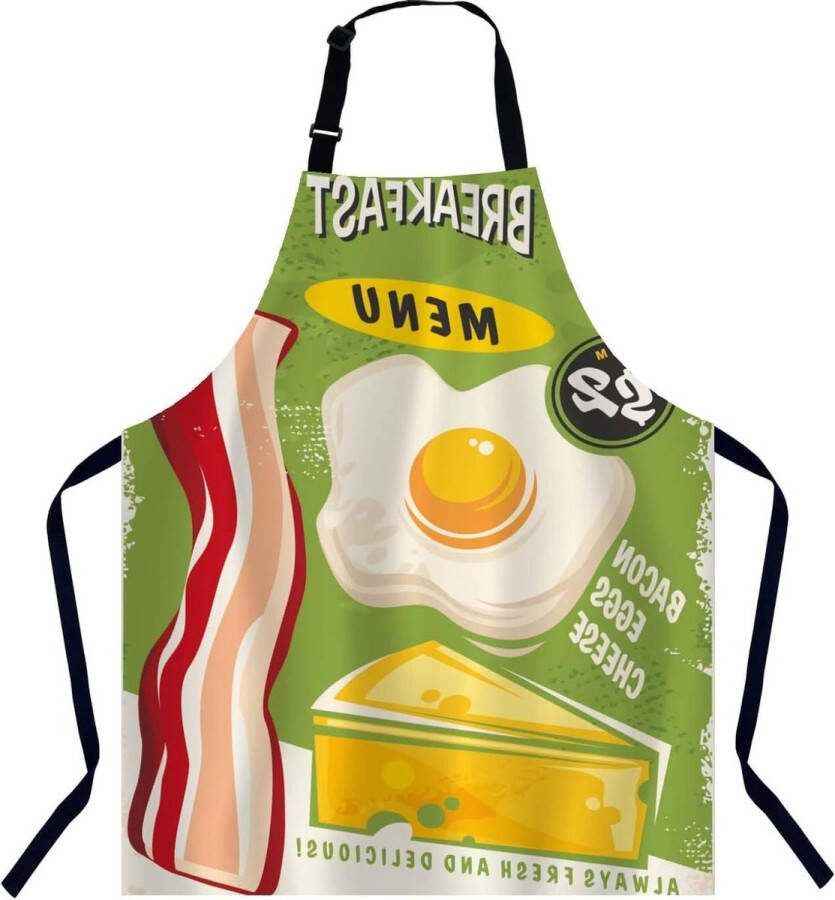 Chefs schort kook- en bakschort voor mannen en vrouwen keukenschort slagersschort barbecue en catering slabbetjes 27 X 31 Inch Ontbijtmenu