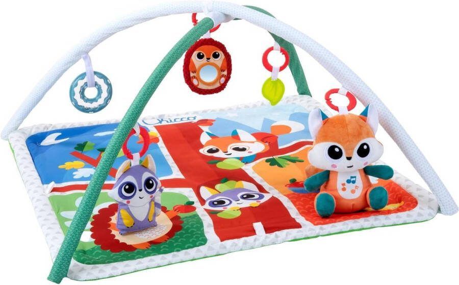 Chicco Forest Magic Babykruipdeken met speelboog multifunctionele speelboog voor baby's 5 afneembare hangende speelgoedjes pluche vos ontspannende muziek en zachte verlichting babyspeelgoed vanaf 0 maanden