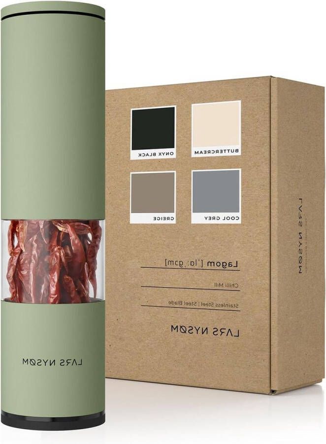 Chilimolen met Roestvrij Stalen Snijblad Premium Chilisnijder Design Kruidenmolen (Sage)