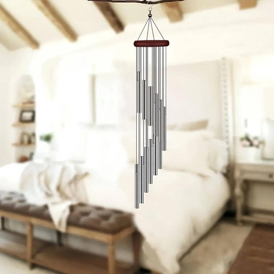 Chimes Metalen windgong voor buiten hangend aluminium buizen windgong voor buiten chimes klankspel metalen windgong hanger windgong buis voor de tuin balkon buiten hangend (roodbruin)