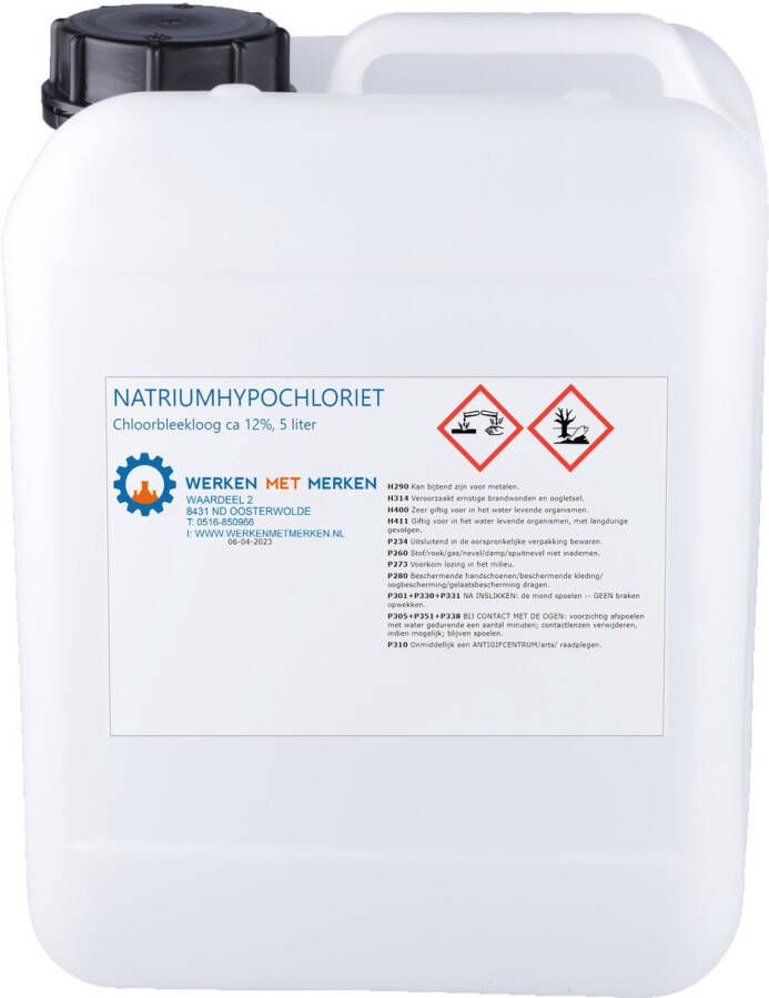 Chloorbleekloog Jerrycan 5 liter Natriumhypochloriet