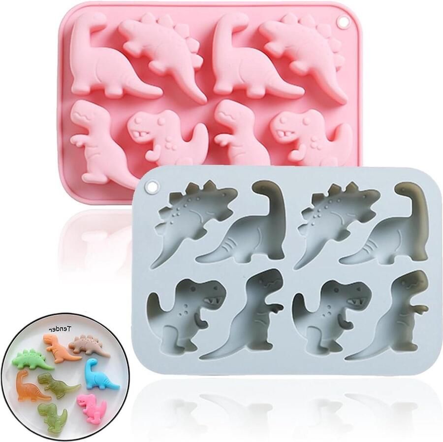 Chocolade vorm siliconen dinosaurus bakvorm dinosaurus cakevorm voor chocolade snoep gelei ijsblokjes kleine zeep (2 stuks)