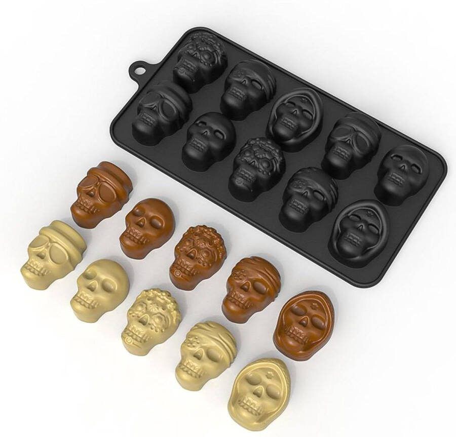 Chocolade vorm silliconen Gietvorm Doodshoofd-siliconen snoepvormen voor kleurpotlood gelei fondant harskoekjes