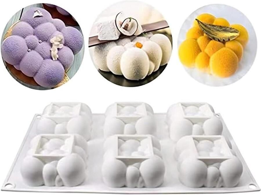 Chocolade vorm silliconen Gietvorm Wolk 6 holtes anti-aanbak 3D bubble wolken mousse cakevorm voor pudding dessert BPA-vrij