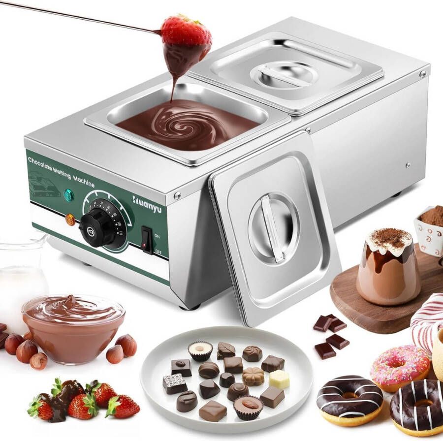 Chocoladefontein-Chocolade Tempereren Machine met 2 Potten van 1 6L-600W-chocolade fontein
