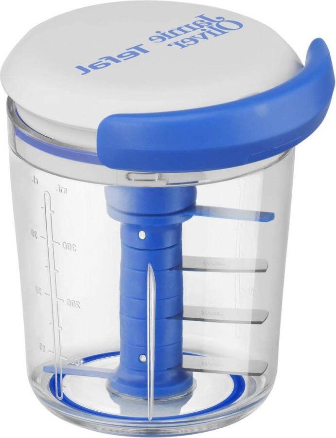 Chop Shaker Multihakselaar Universele Hakmolen Groenten Fruit Uien Noten en Knoflook Wit Blauw 450Ml