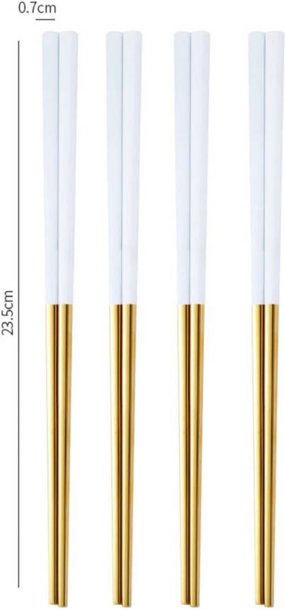 Chopsticks Eetstokjes 4 paar RVS Wit Goud