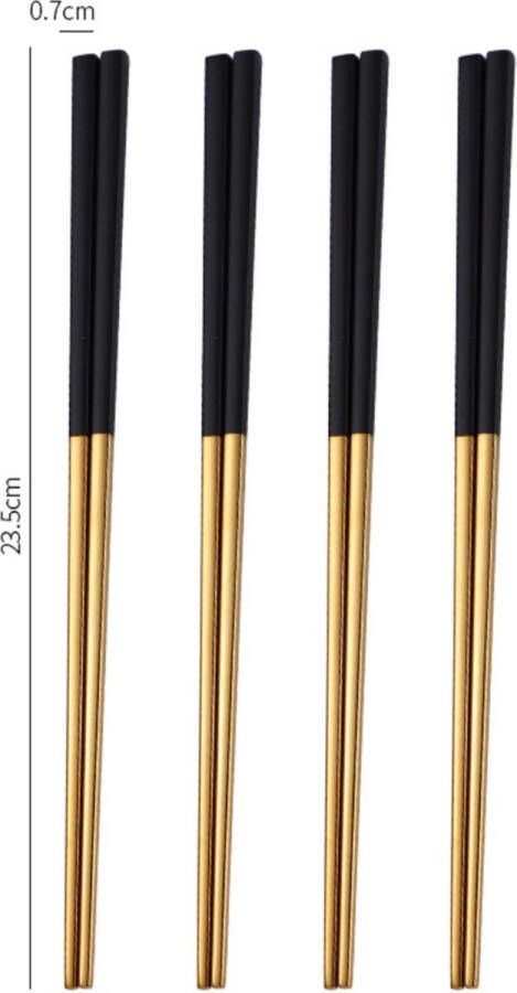 Chopsticks Eetstokjes 4 paar RVS Zwart Goud