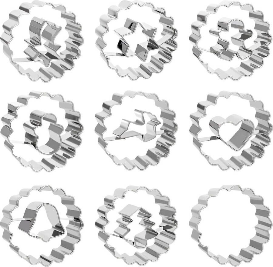Christmas Linzer Cookie Cutter Set 8 Pieces Mini Linzer Cookie Cutters Christmas Cookie Cutters for Christmas Cake Decoration Biscuits and Fondant