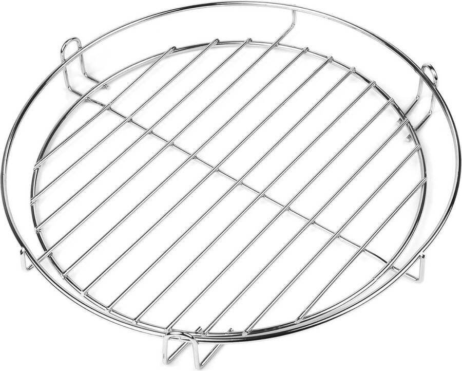 Chroom grillrooster 30 cm met rail warmhoudrooster voor zwenkgrill 3 poten