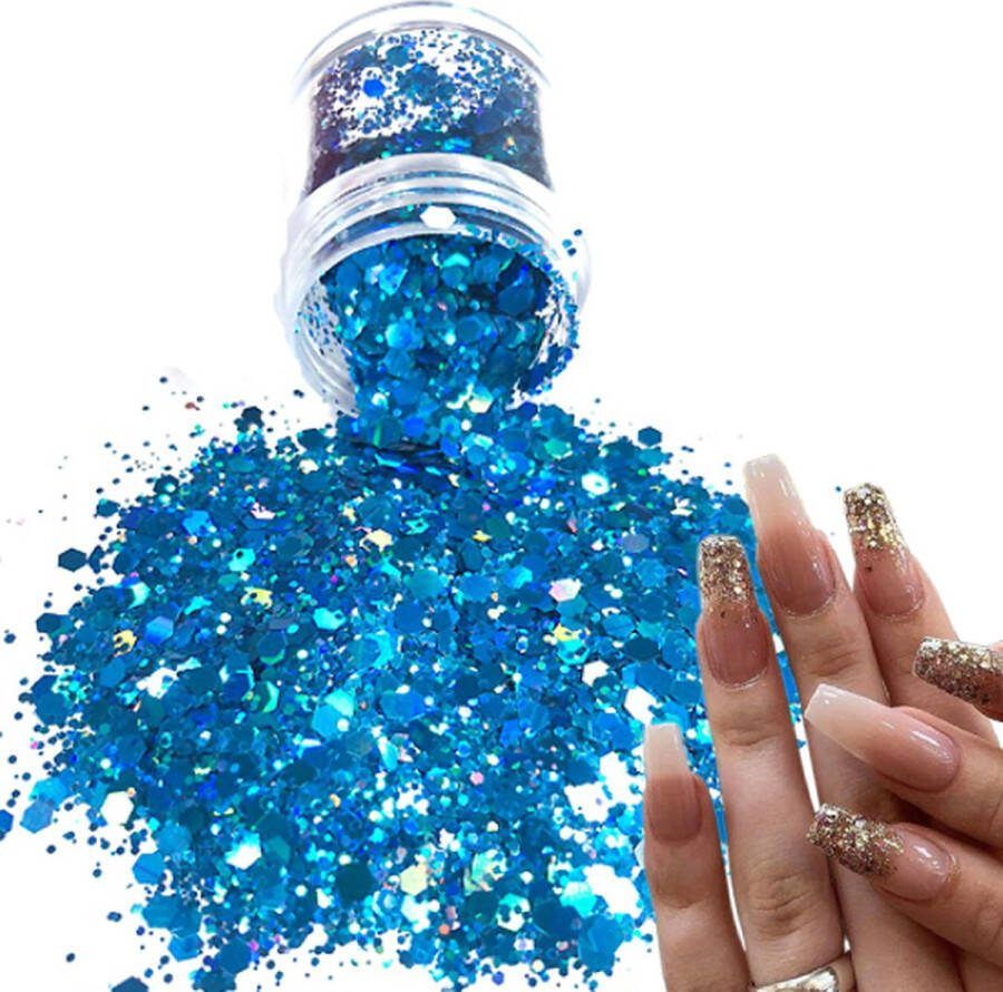 Chunky Glitters (Blauw) [Volume 8g Festival Glitter Outfit Nagel Decoratie Versiering Manicure Kunstnagels Nepnagels Acryl Nagels Kinderen Volwassenen Dames Glitters]