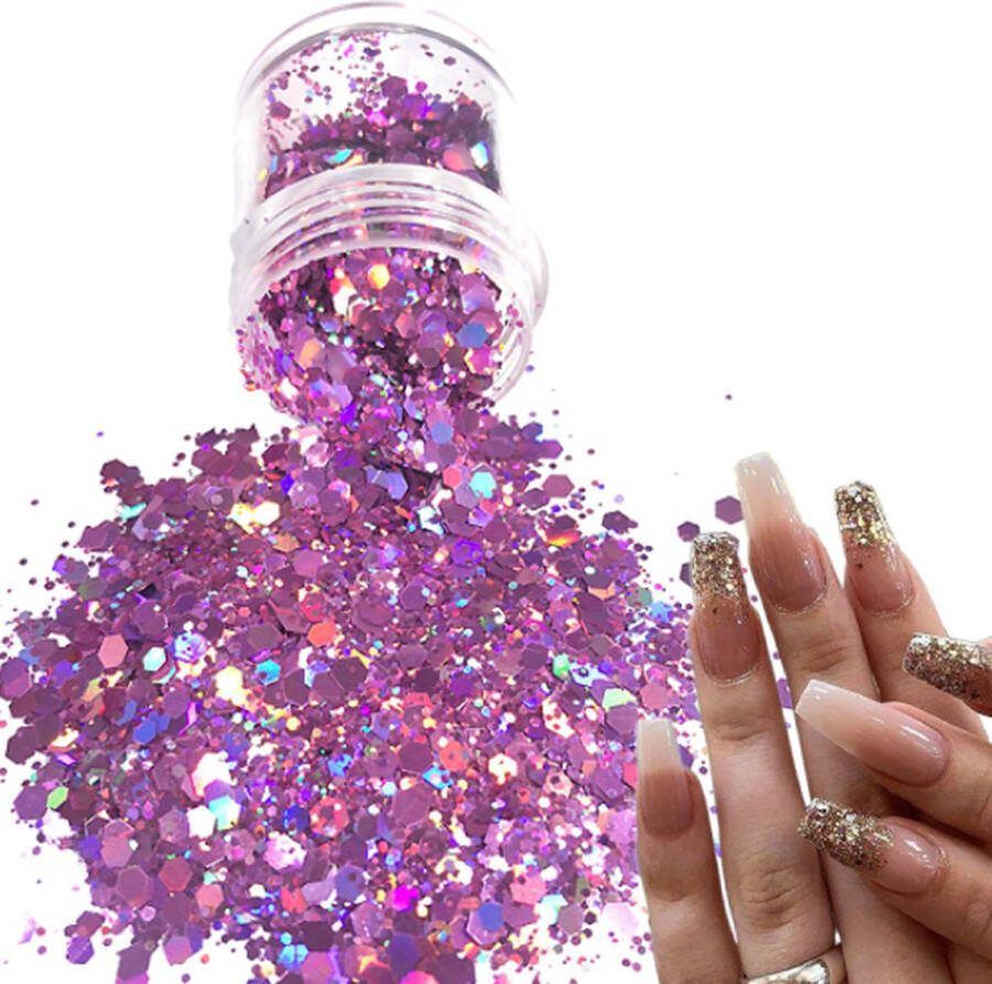 Chunky Glitters (Lila) [Volume 8g Festival Glitter Outfit Nagel Decoratie Versiering Manicure Kunstnagels Nepnagels Acryl Nagels Kinderen Volwassenen Dames Glitters]