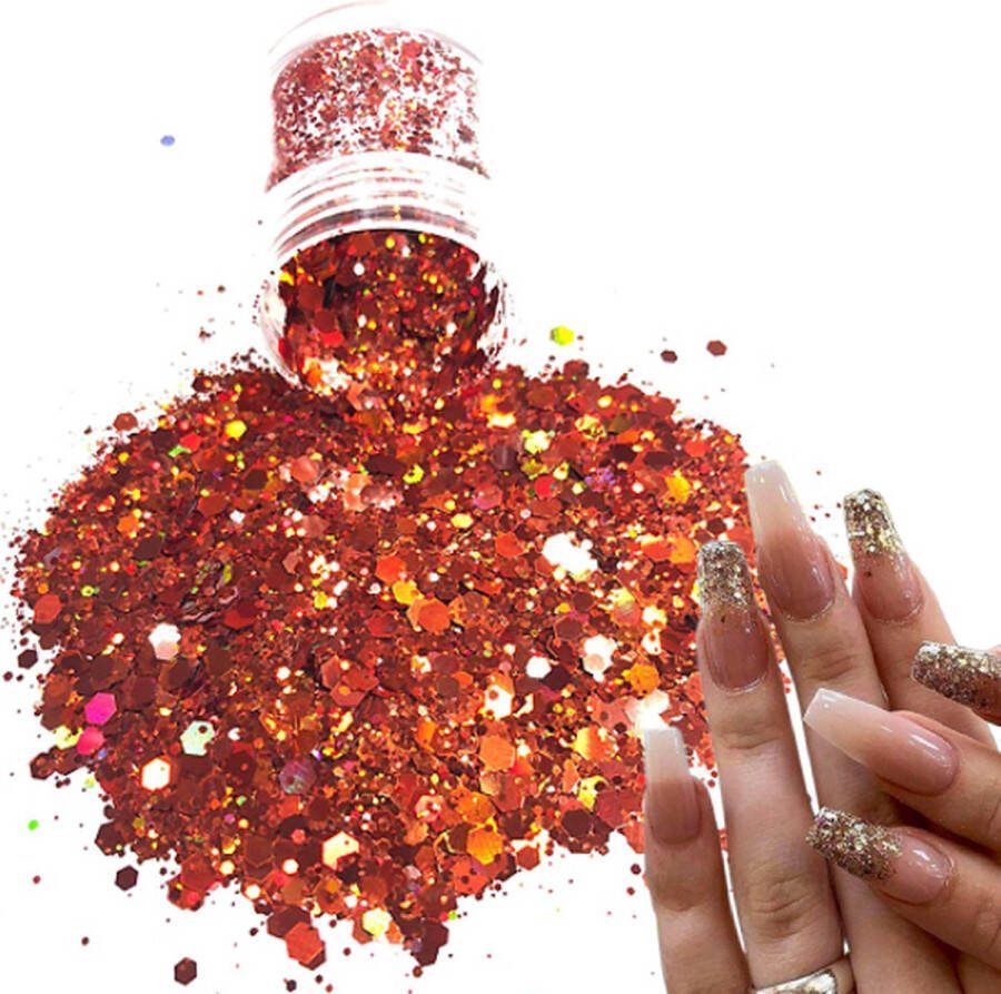 Chunky Glitters (Oranje) [Volume 8g Festival Glitter Outfit Nagel Decoratie Versiering Manicure Kunstnagels Nepnagels Acryl Nagels Kinderen Volwassenen Dames Glitters]