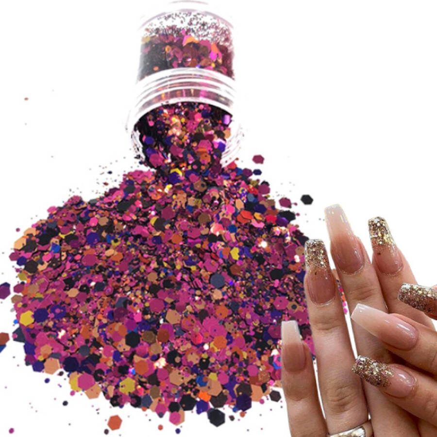 Chunky Glitters (Paars Donkerblauw) [Volume 8g Festival Glitter Outfit Nagel Decoratie Versiering Manicure Kunstnagels Nepnagels Acryl Nagels Kinderen Volwassenen Dames Glitters]