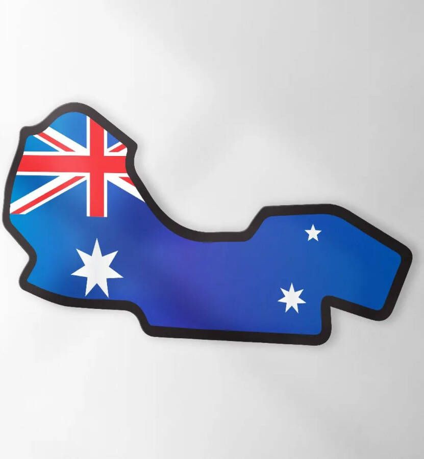 Circuit Sticker Met Vlag Melbourne Set van 2 Stickers 10 cm breed