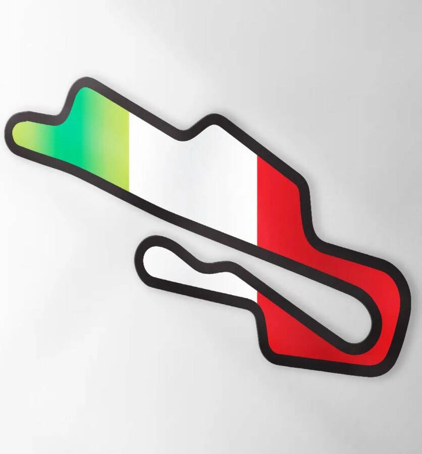 Circuit Sticker Met Vlag Mugello Set van 2 Stickers 10 cm breed