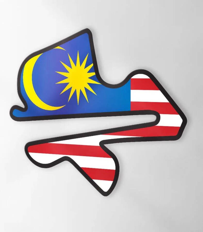 Circuit Sticker Met Vlag Sepang Set van 2 Stickers 10 cm breed