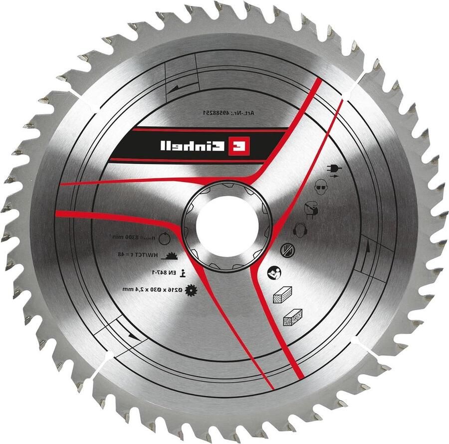 Cirkelzaagblad 216x30 mm 48 tanden snijbreedte 24 mm voor trekkapzagen afkortzagen met boventafel