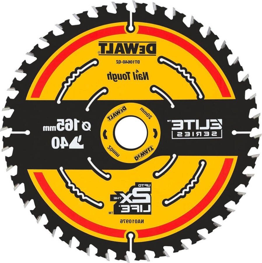 Cirkelzaagblad DT10640 165 20 mm Elite zaagblad met 40 tanden WZ-geometrie
