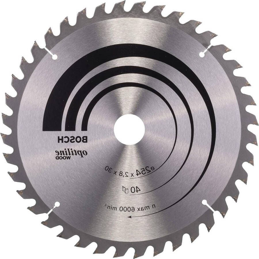 Cirkelzaagblad Optiline Wood 254 x 30 x 28 mm Professioneel zaagblad met 40 tanden