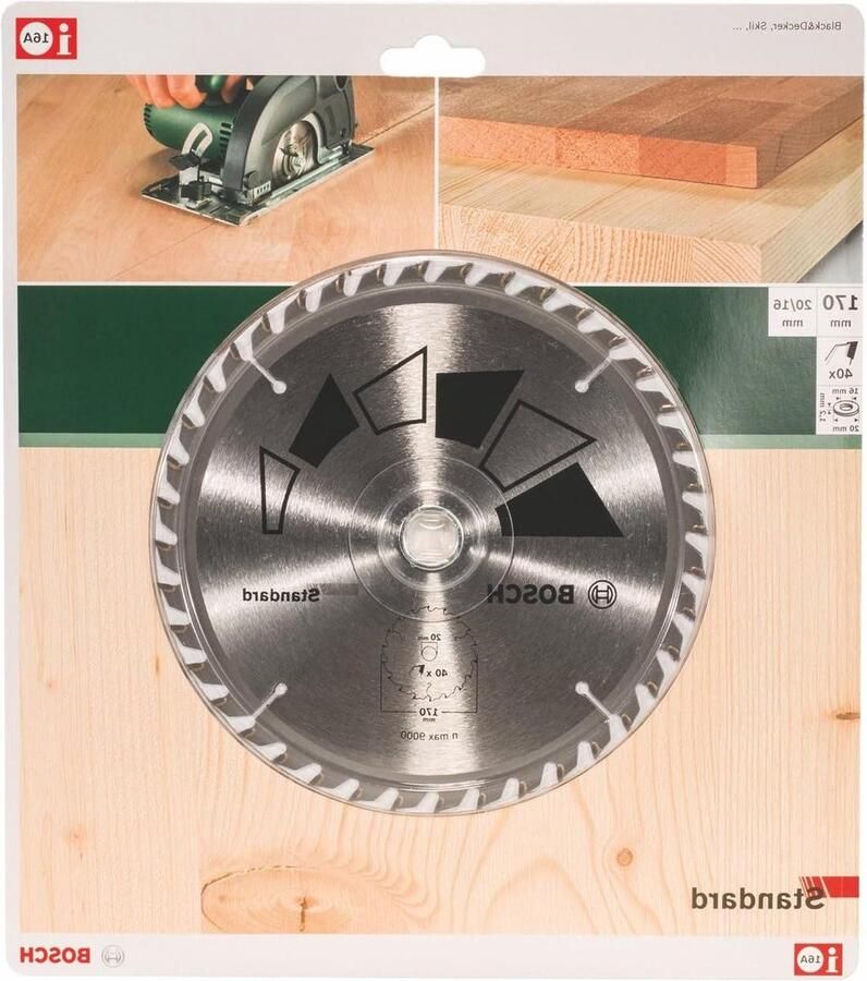 Cirkelzaagblad Standard Hout Ø 170 x 2.2 1.5 x 20 16 mm 40 Tanden ATB Reduceerring 16 mm Accessoires Cirkelzagen