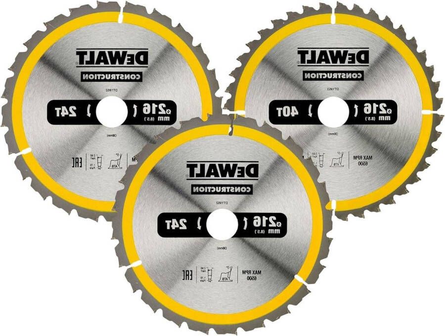 Cirkelzaagbladset zaagblad ø 216 30 mm maaibreedte 26 mm 24 40 tanden wisseltandgeometrie universeel gebruik snelle sneden 1 set