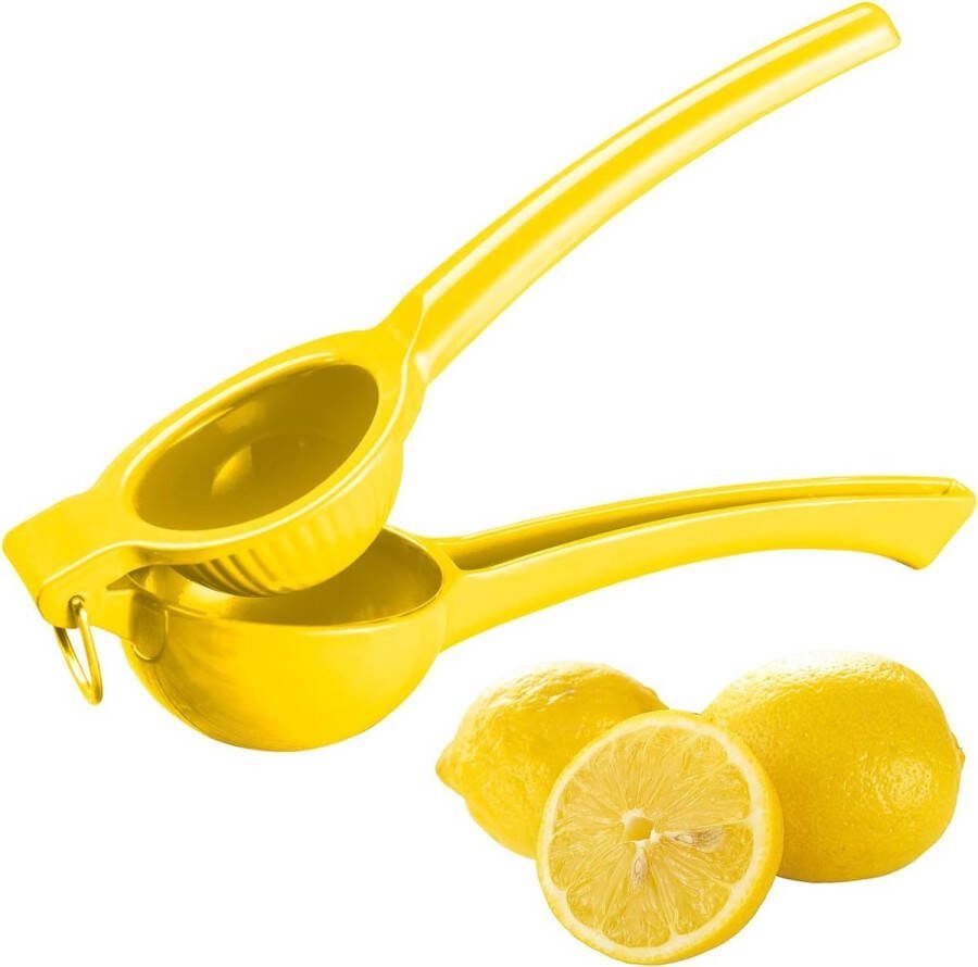 Citroenpers: handmatige citrus- en sappers van metaal voor citroenen Ø 7 cm geel (handcitroenpers citruspers cocktail)