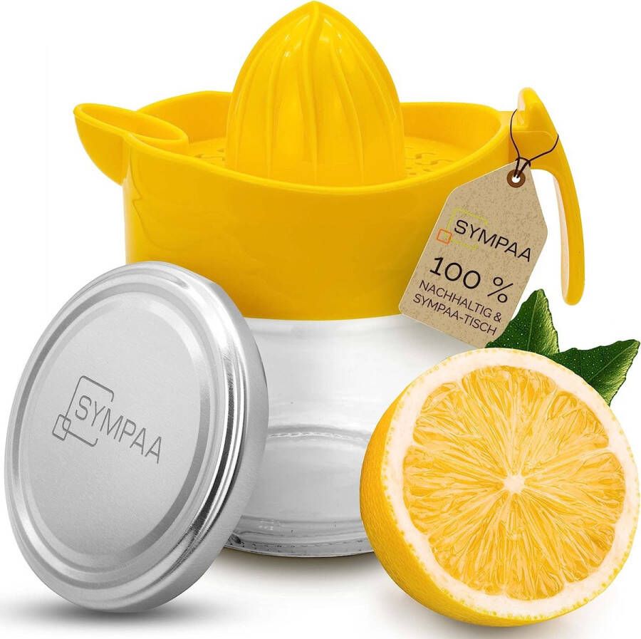 Citroenpers met glazen houder 220 ml hoogwaardige citruspers inclusief praktische schroefsluiting voor duurzame opslag