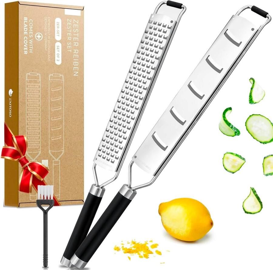 Citroenrasp roestvrij staal kruidenrasp zester en rasp 2-in-1 set parmezaanse rasp parmezaanse schaaf kaasrasp grove zeestenrasp keukenrasp roestvrij staal professioneel Parmezaanse handrasp rasp roestvrij staal klein