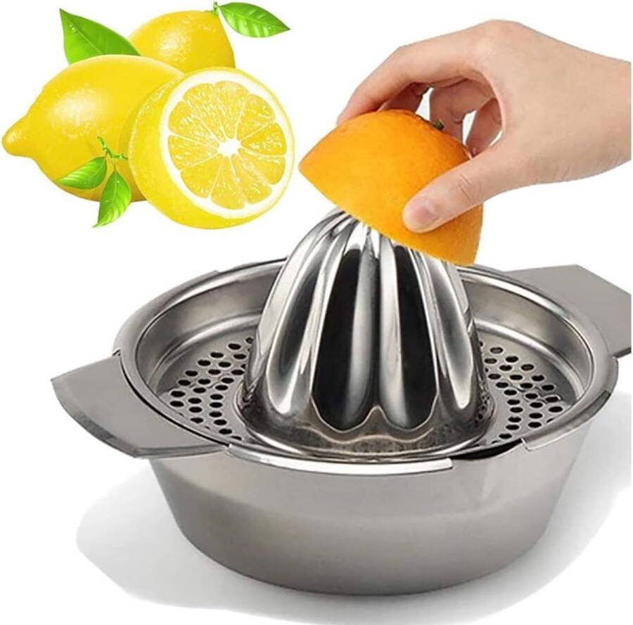 Citruspers roestvrij staal handmatig met container 600 ml vaatwasmachinebestendig handmatige sapcentrifuge voor citroensinaasappel en citrusvruchten veiligheid