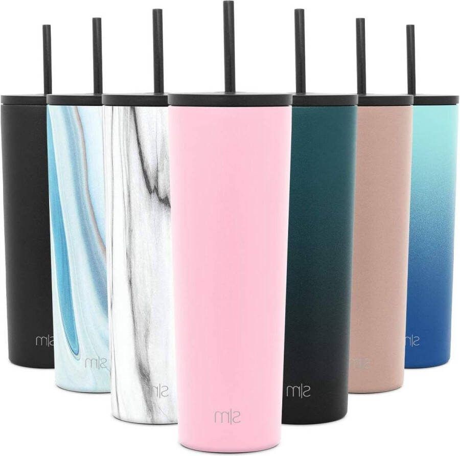 Classic Reismok Tumbler met 2 deksels Herbruikbaar rietje en klep Kolf koffie bier geïsoleerde bier pint beker 18 8 roestvrij staal -Blozen 828mL (28oz) Simple Modern