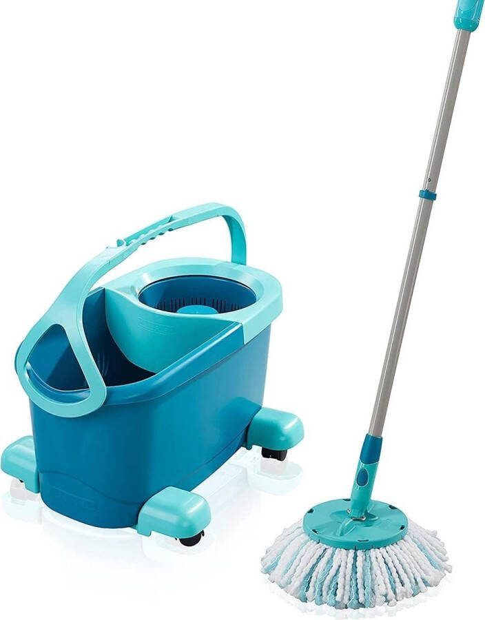 Clean Twist Disc Mop Ergo 2.0 met rolwagen Vochtige reiniging op tegels en laminaat Microvezel overtrek Kliksysteem Centrifugertechnologie Mop