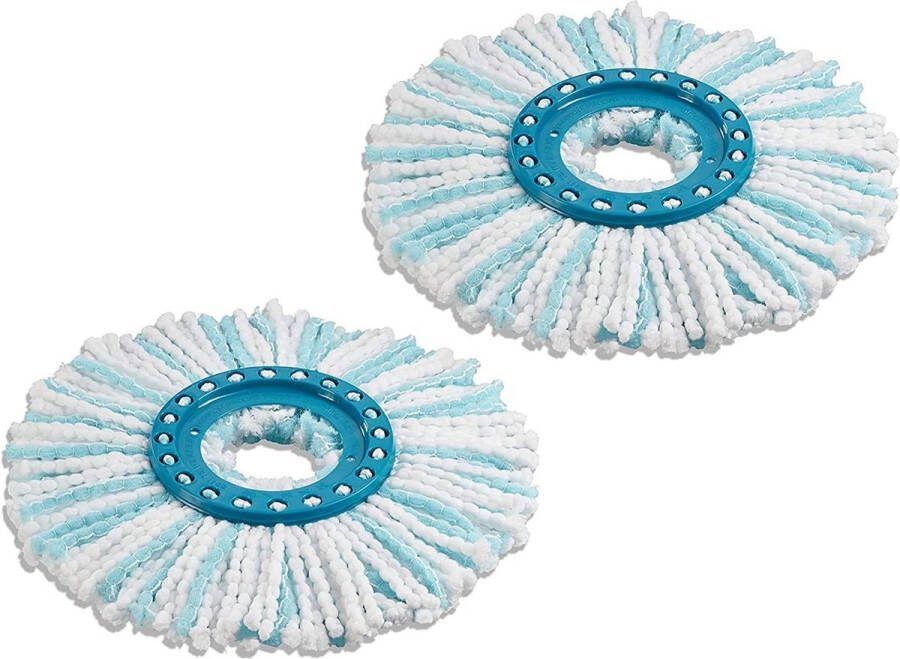 Clean Twist Disc Mop micro duo set van 2 voor alle soorten vloeren hoge wateropname Turkoois