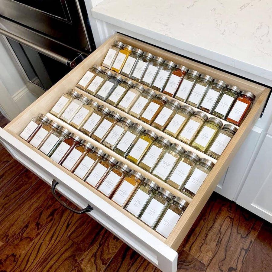 Clear Acryl Spice Lade Organizer Uitbreidbaar Van 13 tot 26 Keuken Spice Rack Tray Kruiden Potten Laden Insert Voor Lade Aanrecht Kruiden Lade