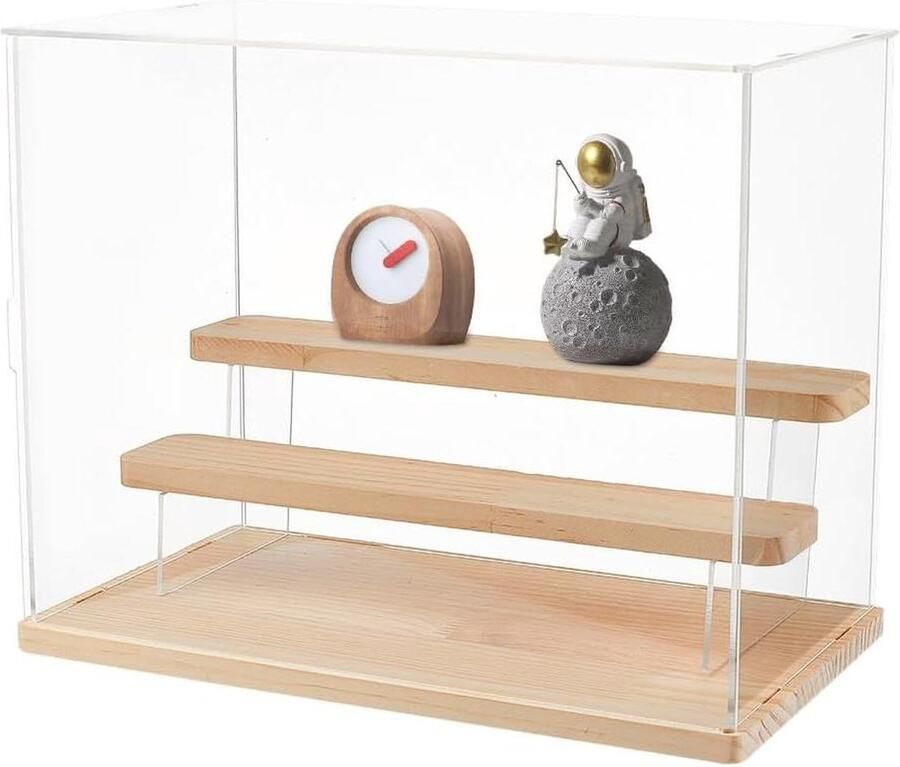 Clear Acryl Vitrinekast Houten Case Stofdicht 318 x 18 x 25 cm