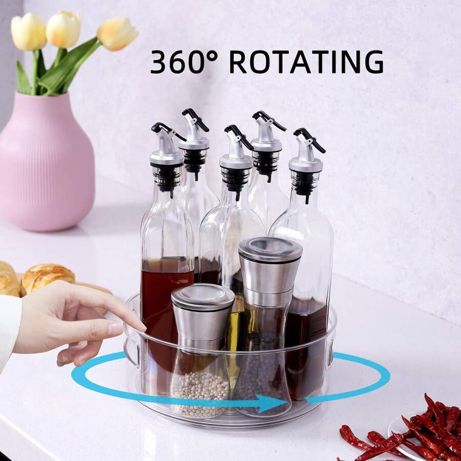 Clear Lazy Susan draaitafel kast organizer multifunctioneel kruidenrek voor keukenopslag draaiende kruiderijhouder draaitafel opbergrekken 9 inch