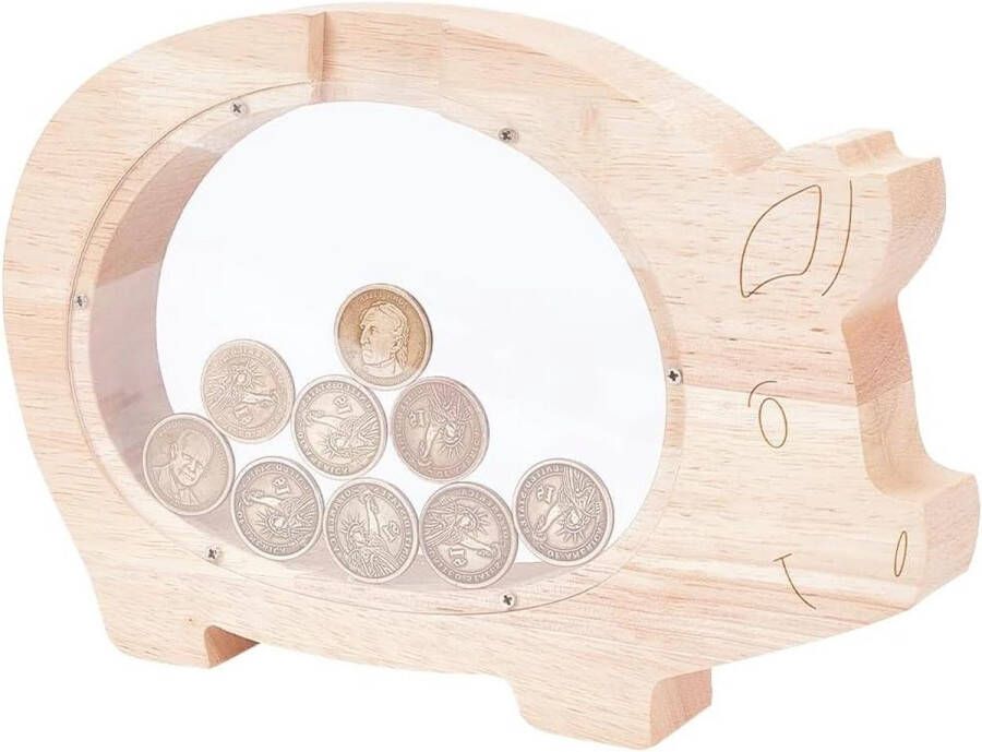 Clear Piggy Bank Grote Onbreekbare Houten Varken Geldbank Leuke Dier Vorm Munt Bank Creatieve Spaarpot Herbruikbare Clear Spaarpot Gift voor Pasen Verjaardag Afstuderen
