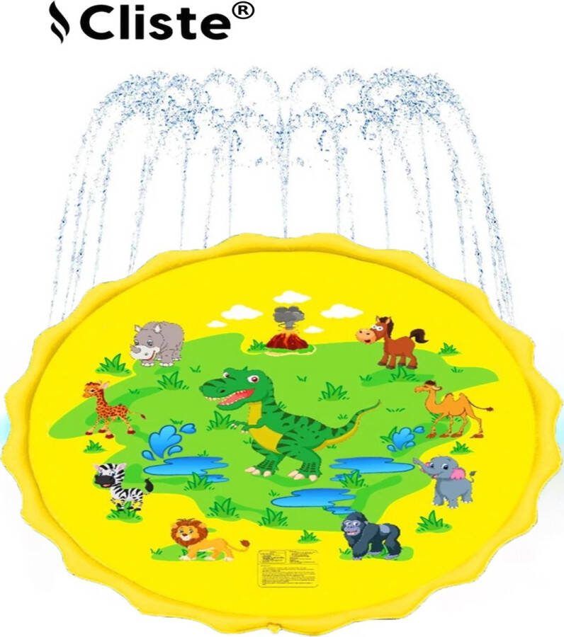 Cliste Watermat Speelmat met Watersproeier voor kinderen 170cmx170cm Waterspeelgoed Dinosaurus Thema Water Fontein Speelmat Kinderzwembad Pool spray Mat