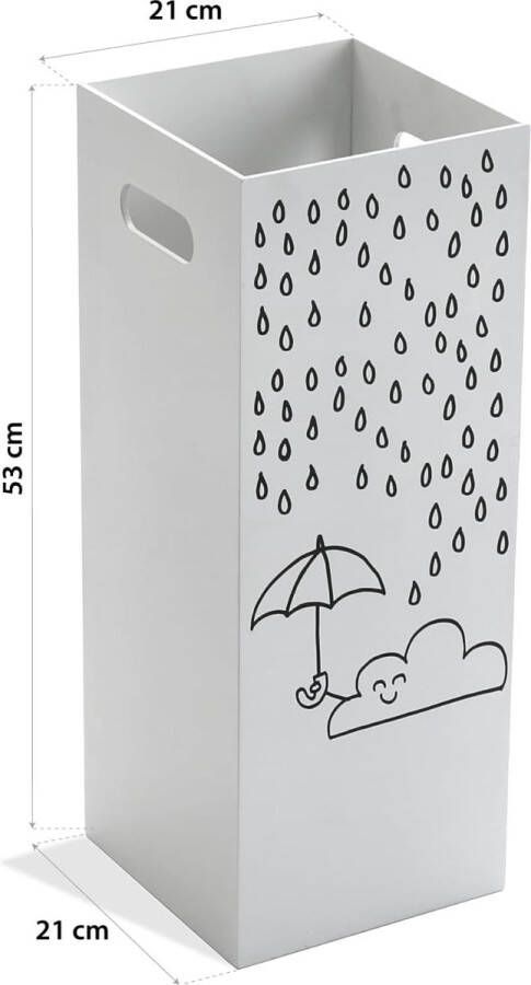 Clouds Paraplubak voor Inkomhal Slaapkamer of Zaal Moderne parapluhouder Afmetingen (H x B x H) 53 x 21 x 21 cm MDF Hout Kleur Wit en grijs