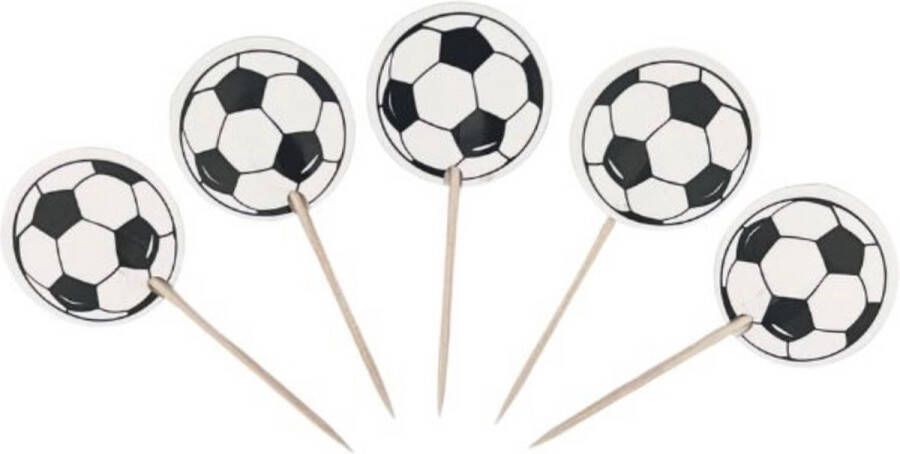 Cocktail prikkers Voetbal 12 stuks ca.8cm Voetbal EK WK feestartikelen versiering