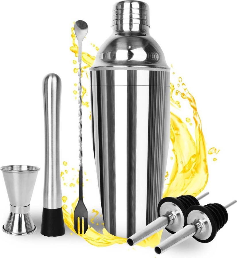Cocktail Shaker cocktailshaker van roestvrij staal 304 6 stuks cocktailmix set 750 ml premium barkeeperset voor thuis bar