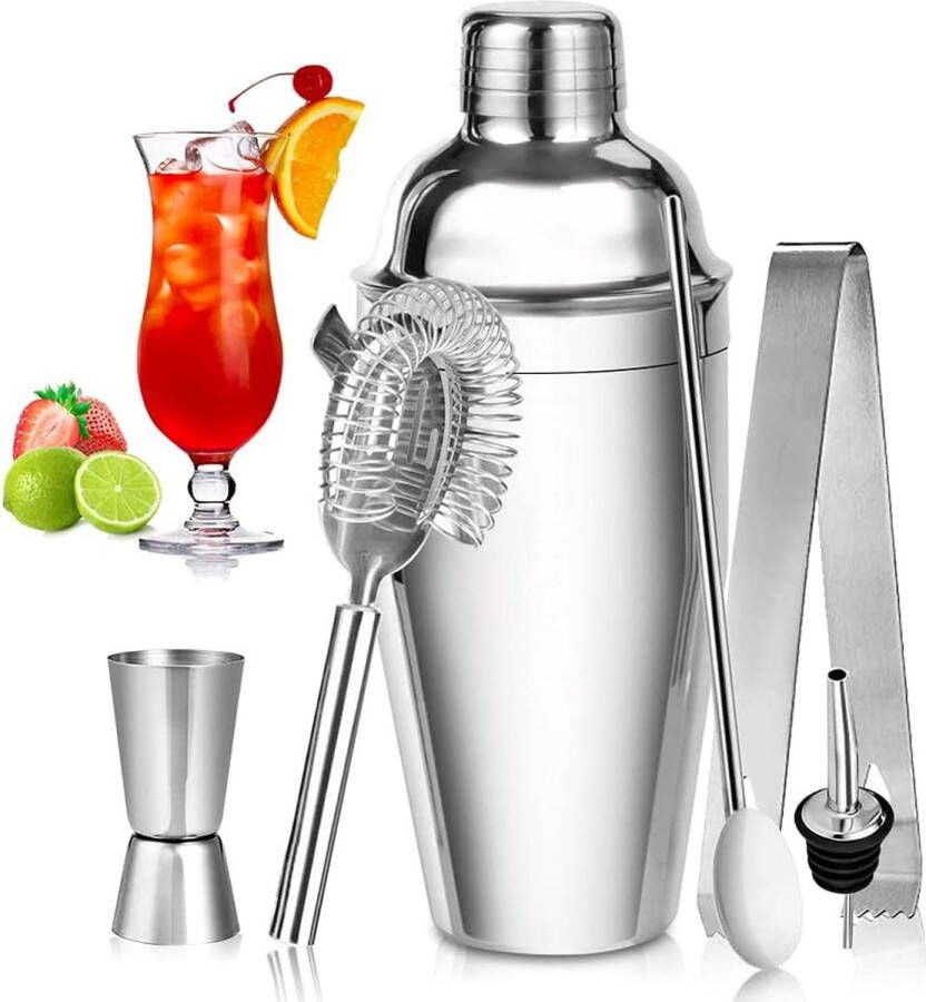 Cocktail shaker set cocktailshaker RVS professionele 750ML cocktailshaker mixer barman jigger cocktail dispenser ideaal voor thuisgebruik