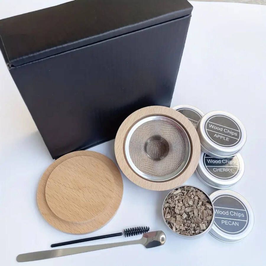 Cocktail Smoker Set Smoking Gun Whiskey Verschillende Smaken Luxe Cocktailset Smoker Kit Houtsnippers Ouderwetse Whiskeyroker Drankenkit