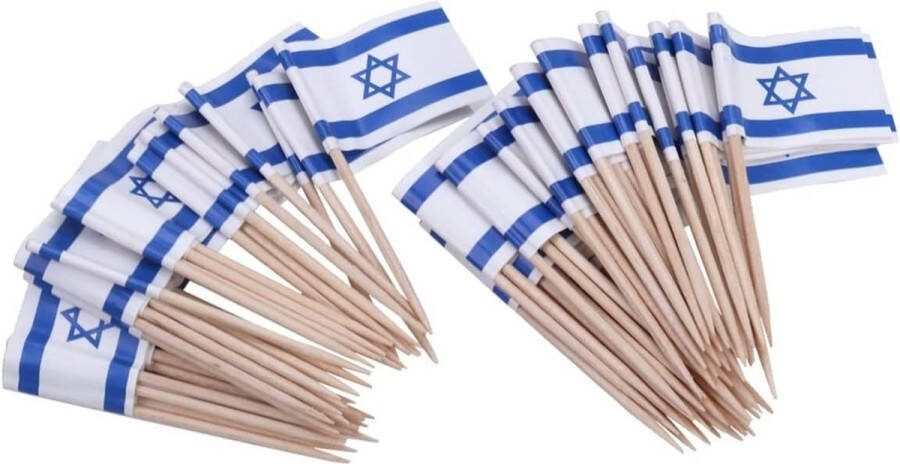 Cocktailprikker vlag Israël 25 stuks vlaggetjes Israël cocktail prikkers kaas prikker hapjes prikkers thema feest landen thema feest Israël