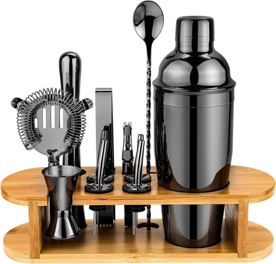 Cocktailset 12-delige met Standaard en Alle Essentiële Bar Gereedschappen Geschenken voor Vrouwen en Mannen Professionele Bar Accessoires