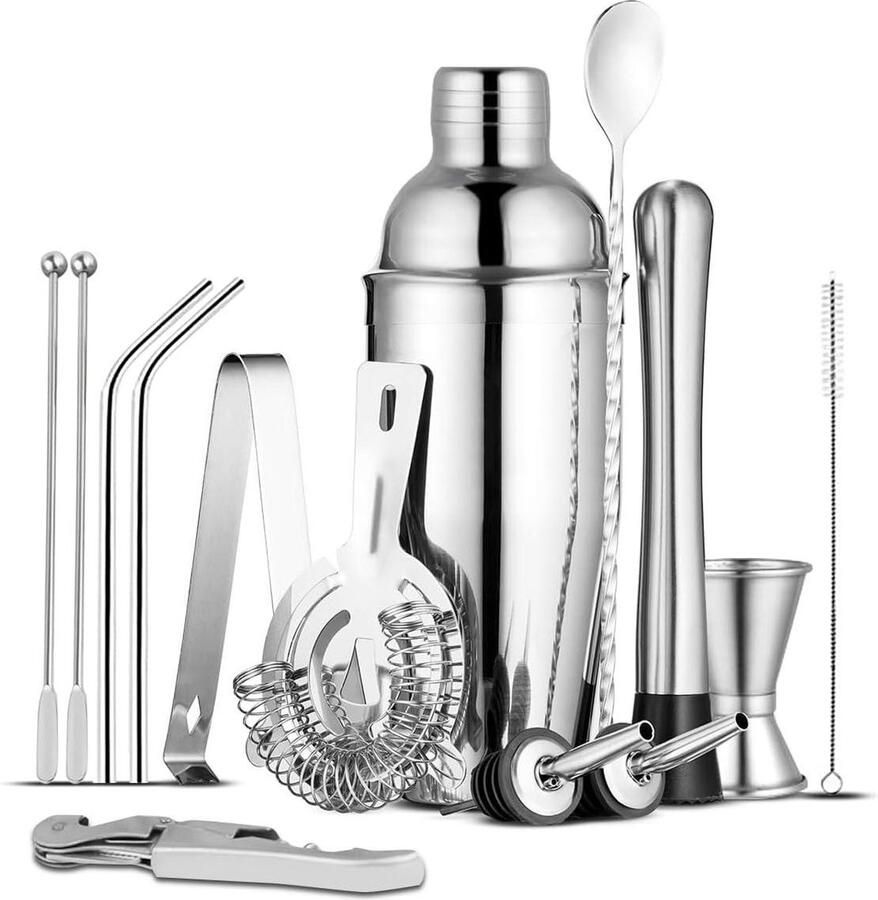 Cocktailset 750 ml professionele roestvrijstalen barkeeperset 14-delig ideale cocktailgeschenken bargereedschap voor drankmixing