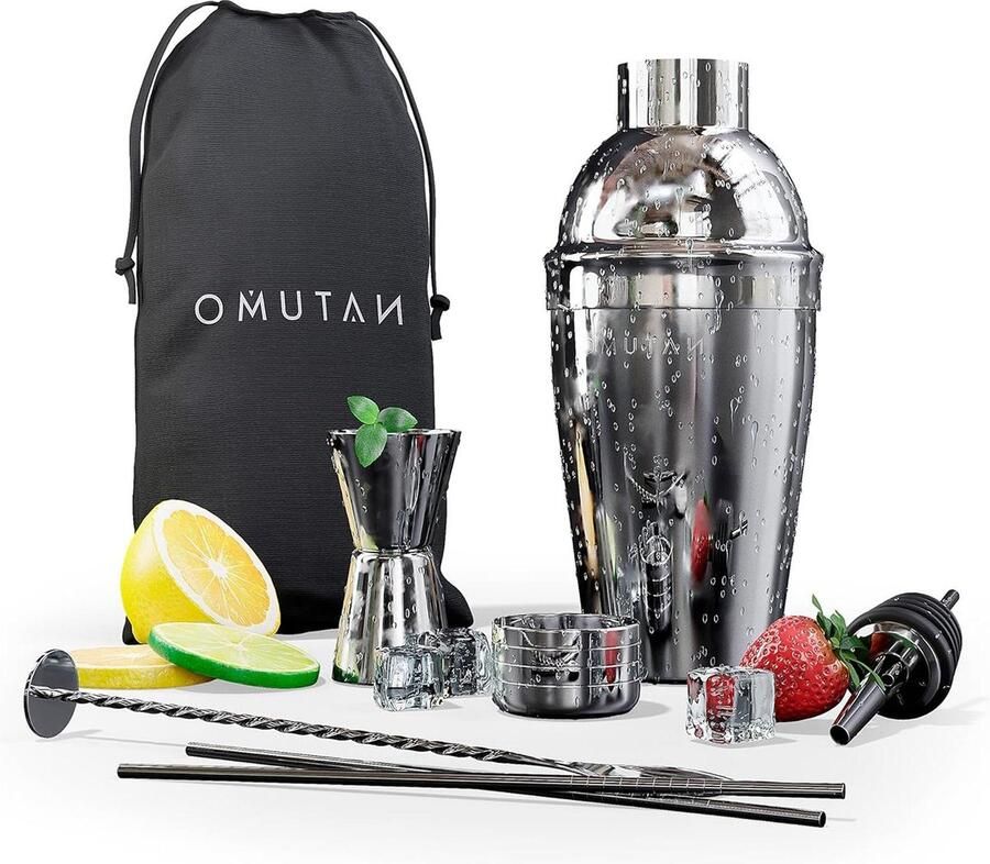 Cocktailset 8-delig roestvrij staal Shaker Mixologist Stamper Accessoires Mocktail Shake Zeef Maatbekertje Bar Set