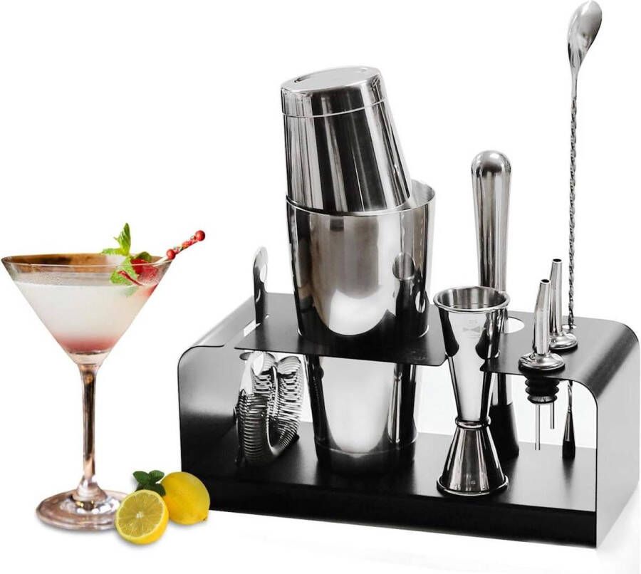 Cocktailset 8-delige cocktailmixset met roestvrijstalen standaard Perfect Home Barman Kit en Martini Cocktail Making Set