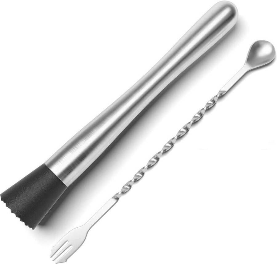 Cocktailset Drankblender Roestvrij Staal Stamper Menglepel Professioneel Toolkit voor Cocktails en Sappen 98 inch lengte 2 stuks