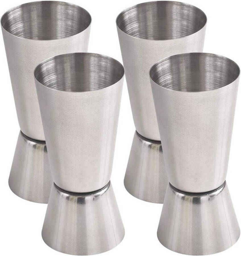 Cocktailset Jigger 1-2 oz Roestvrijstalen Jigger Set van 4 met Maatbekers